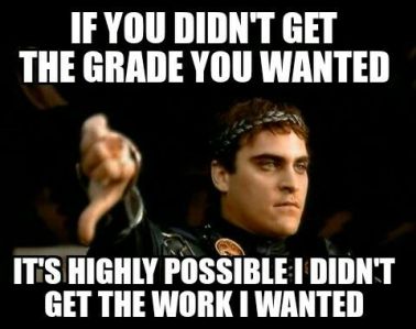 Meme: If you didn't get the grade you wanted it's highly possible I didn't get the work I wanted. Go digital to streamline your marking and save time.